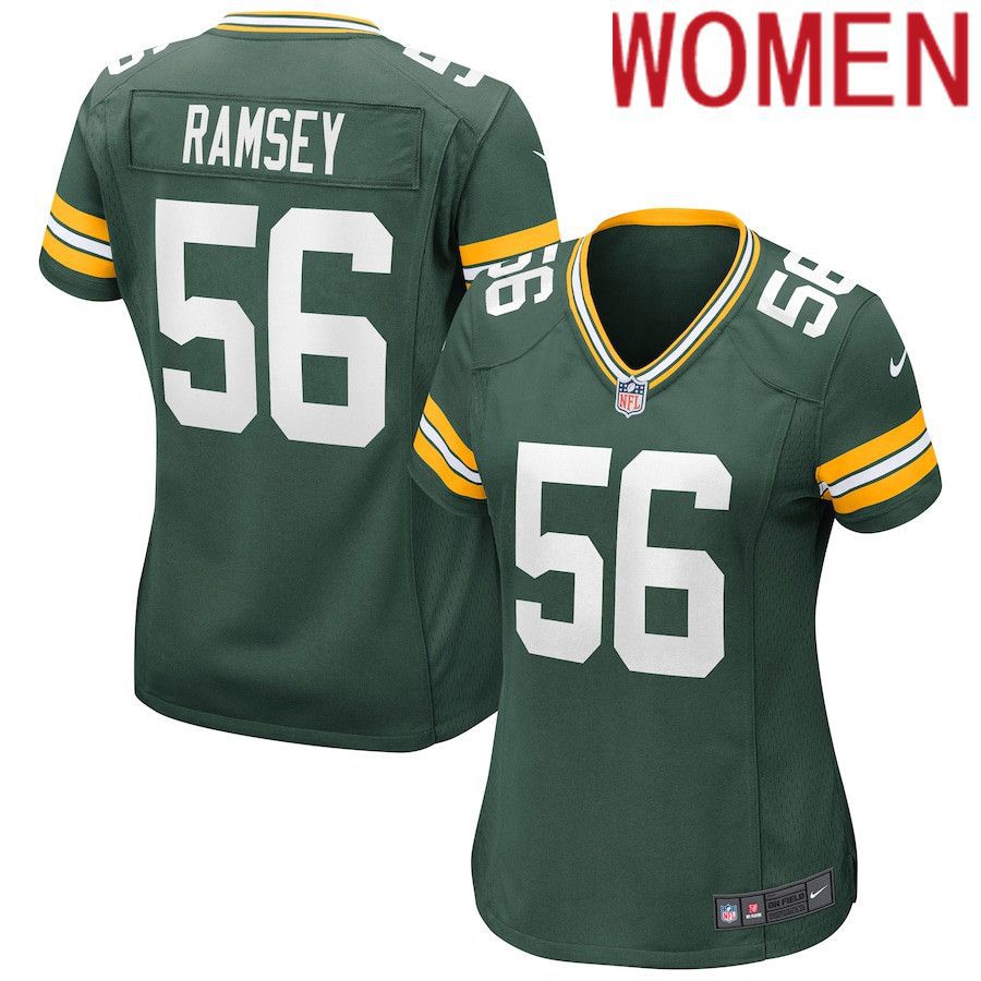 Women Green Bay Packers #56 Randy Ramsey Nike Green Game NFL Jersey->women nfl jersey->Women Jersey